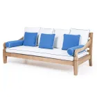 3 Seater Garden Sofa in Brushed Natural Teak - Artes Viadurini