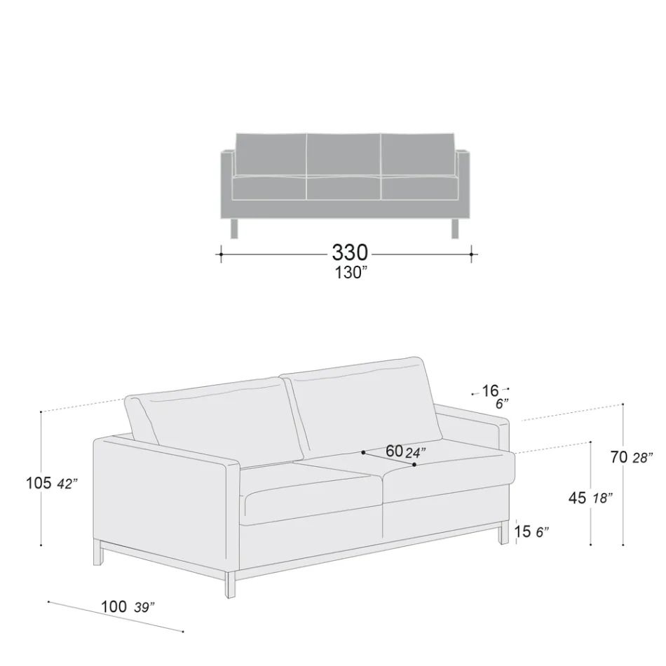 3-Seater Living Room Sofa in Leather, Wood and Metal Made in Italy - Bizzarro Viadurini