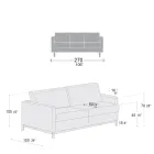 3-Seater Living Room Sofa in Leather, Wood and Metal Made in Italy - Bizzarro Viadurini