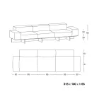 3 Seater Sofa in Extra-clear Glass and Fabric Seat Made in Italy - Rory Viadurini