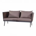3 Seater Garden Sofa in Aluminum and Rope with Fabric Cushions - Rasti