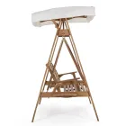 2 Seater Rocking Garden Sofa in Acacia Wood with White Canvas - Roxen Viadurini