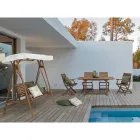 2 Seater Rocking Garden Sofa in Acacia Wood with White Canvas - Roxen Viadurini