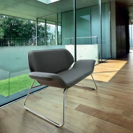 Two seat sofa in chromed steel and real cowhide Cesare Viadurini