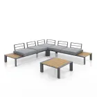 Corner Sofa with Coffee Table for Outdoors and Indoors in Aluminum - Mettre Viadurini
