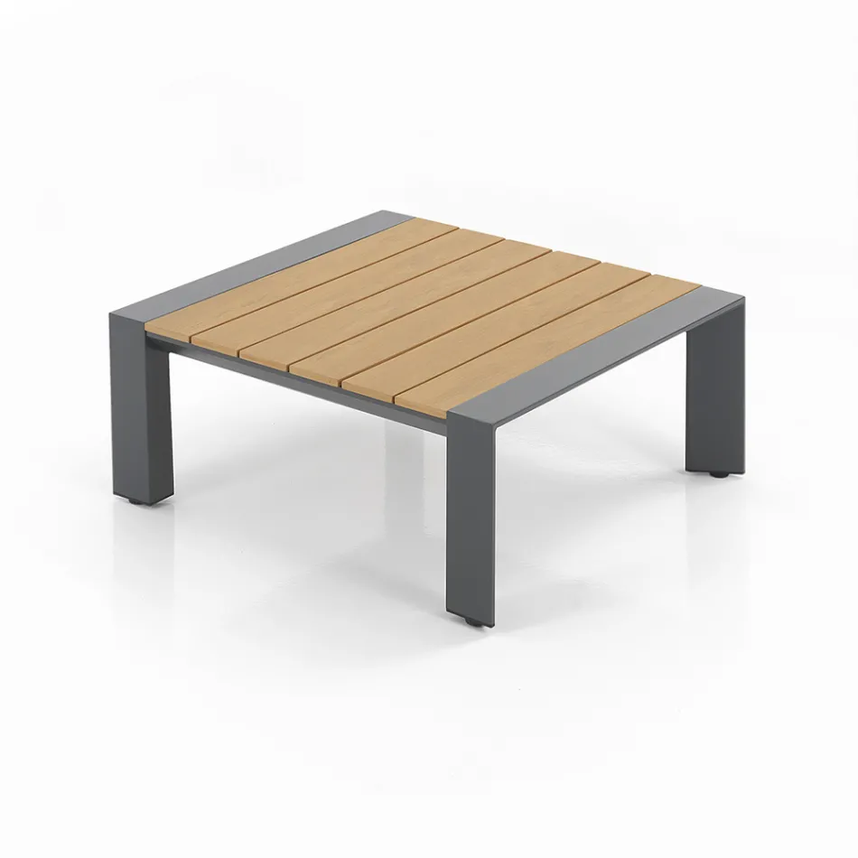 Corner Sofa with Coffee Table for Outdoors and Indoors in Aluminum - Mettre Viadurini