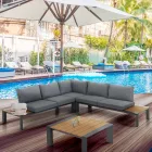 Corner Sofa with Coffee Table for Outdoors and Indoors in Aluminum - Mettre Viadurini