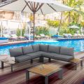Corner Sofa with Coffee Table for Outdoors and Indoors in Aluminum - Mettre
