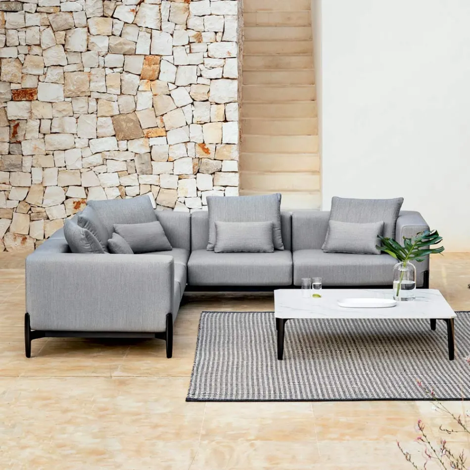 5-Seater Outdoor Corner Sofa in Aluminum 3 Finishes, Luxury - Filomena Viadurini