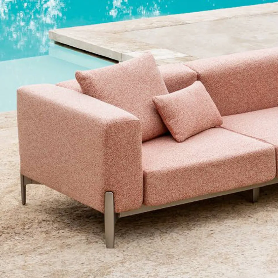 5-Seater Outdoor Corner Sofa in Aluminum 3 Finishes, Luxury - Filomena Viadurini