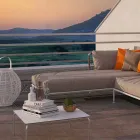 Modern Design Outdoor Corner Sofa in Dove Gray or White Fabric - Ontario3 Viadurini