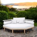 Hexagonal Garden Corner Sofa in Teak and Rope - Bellatrix