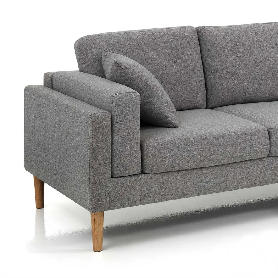 Corner Sofa in Fabric and Wood - Germanium Viadurini