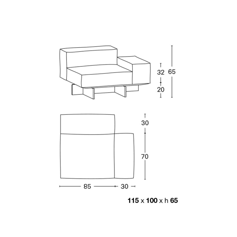 Left Corner Sofa with Extraclear Glass Base Made in Italy - Rory Viadurini