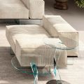 Left Corner Sofa with Base in Extra-clear Glass Made in Italy - Rory