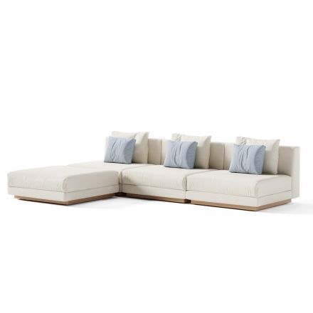 Modular Outdoor Sofa in Upholstered Fabric Made in Italy - Rubik Viadurini