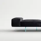 Sofa with Extra-clear Glass Base and Fabric Seat Made in Italy - Rory Viadurini