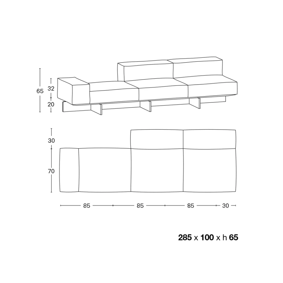 Sofa with Extra-clear Glass Base and Fabric Seat Made in Italy - Rory Viadurini