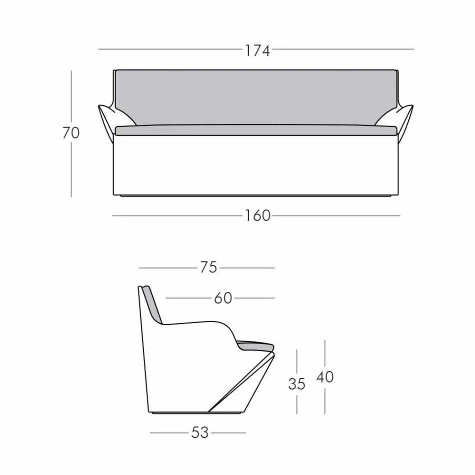 Slide with armrests Slide Kami Yon colored design made in Italy Viadurini