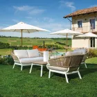 Sofa with Armchairs and Coffee Table in White Aluminum for the Garden - Tenda Viadurini