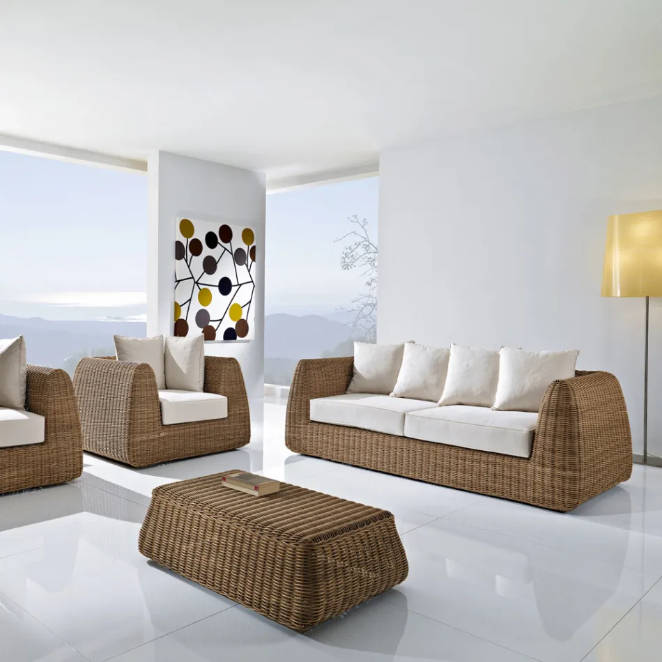 3 Seater Outdoor Sofa in Woven Polyrattan - Charlie Viadurini