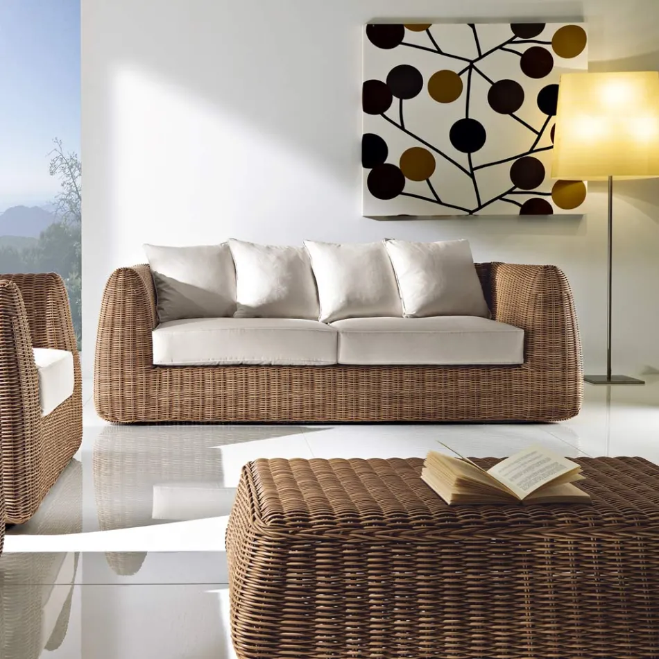 3 Seater Outdoor Sofa in Woven Polyrattan - Charlie Viadurini