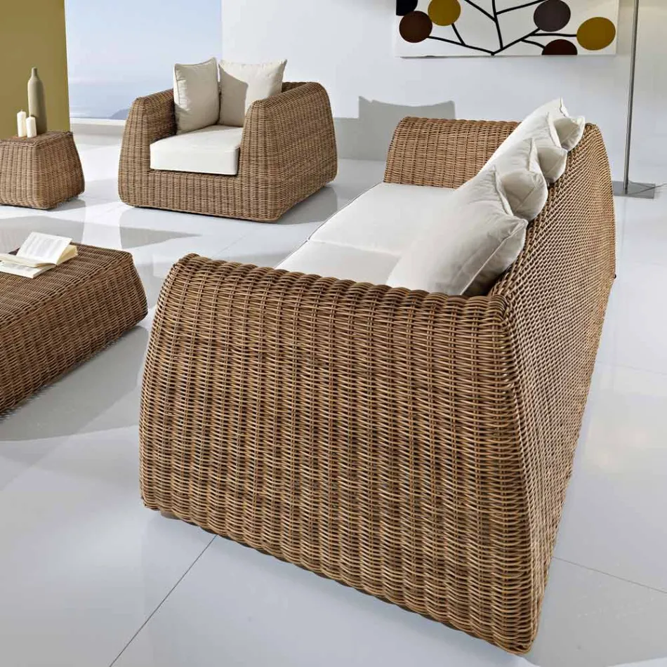 3 Seater Outdoor Sofa in Woven Polyrattan - Charlie Viadurini