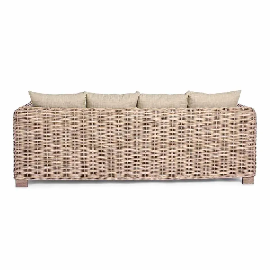 Homemotion - Ceara 3 Seater Design Outdoor Sofa in Wood and Rattan Viadurini