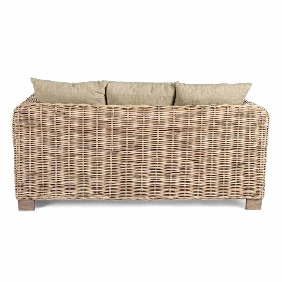 Homemotion - Ceara 3 Seater Design Outdoor Sofa in Wood and Rattan Viadurini