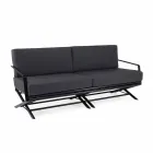 3 Seater Outdoor Sofa in Natural Wood or Black and Luxury Fabric - Suzana Viadurini