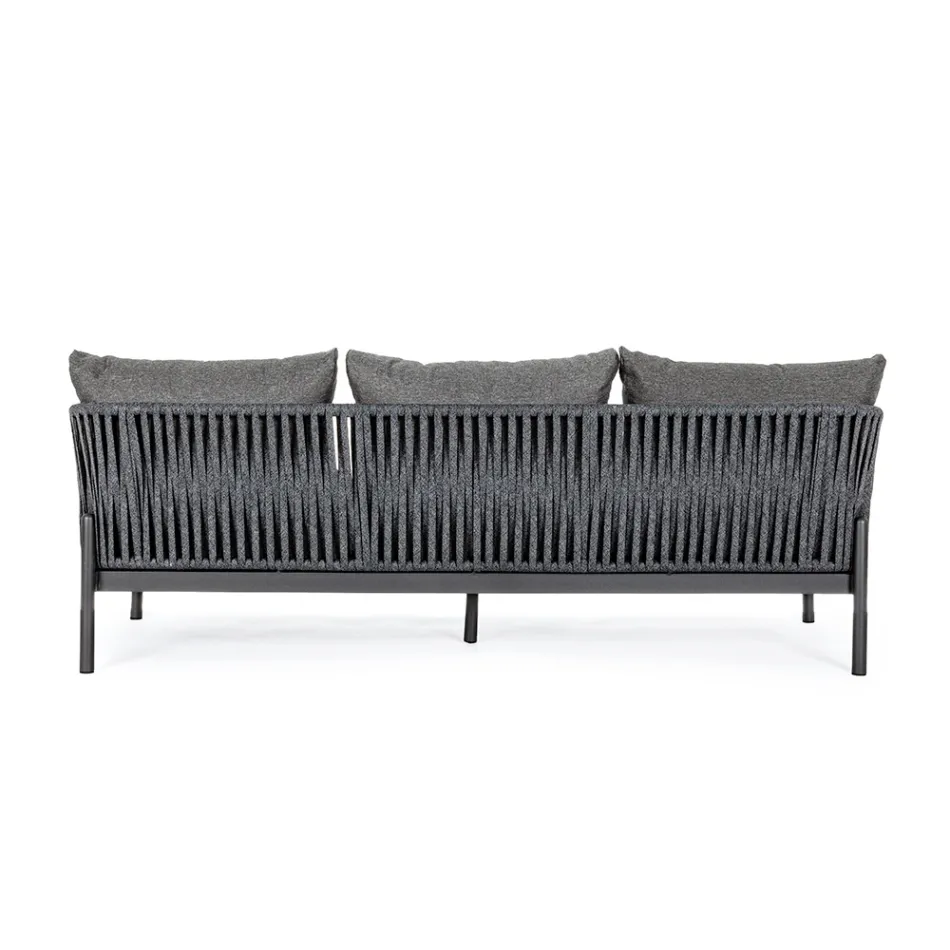 Outdoor Aluminum and Rope Sofa with Fabric Cushions, Homemotion - Shama Viadurini
