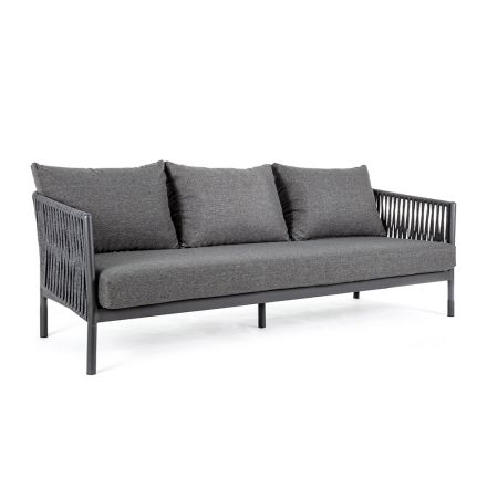Outdoor Aluminum and Rope Sofa with Fabric Cushions, Homemotion - Shama Viadurini
