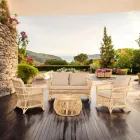 Outdoor Sofa in Natural Rattan, Cushions Included, - Bellaria Viadurini