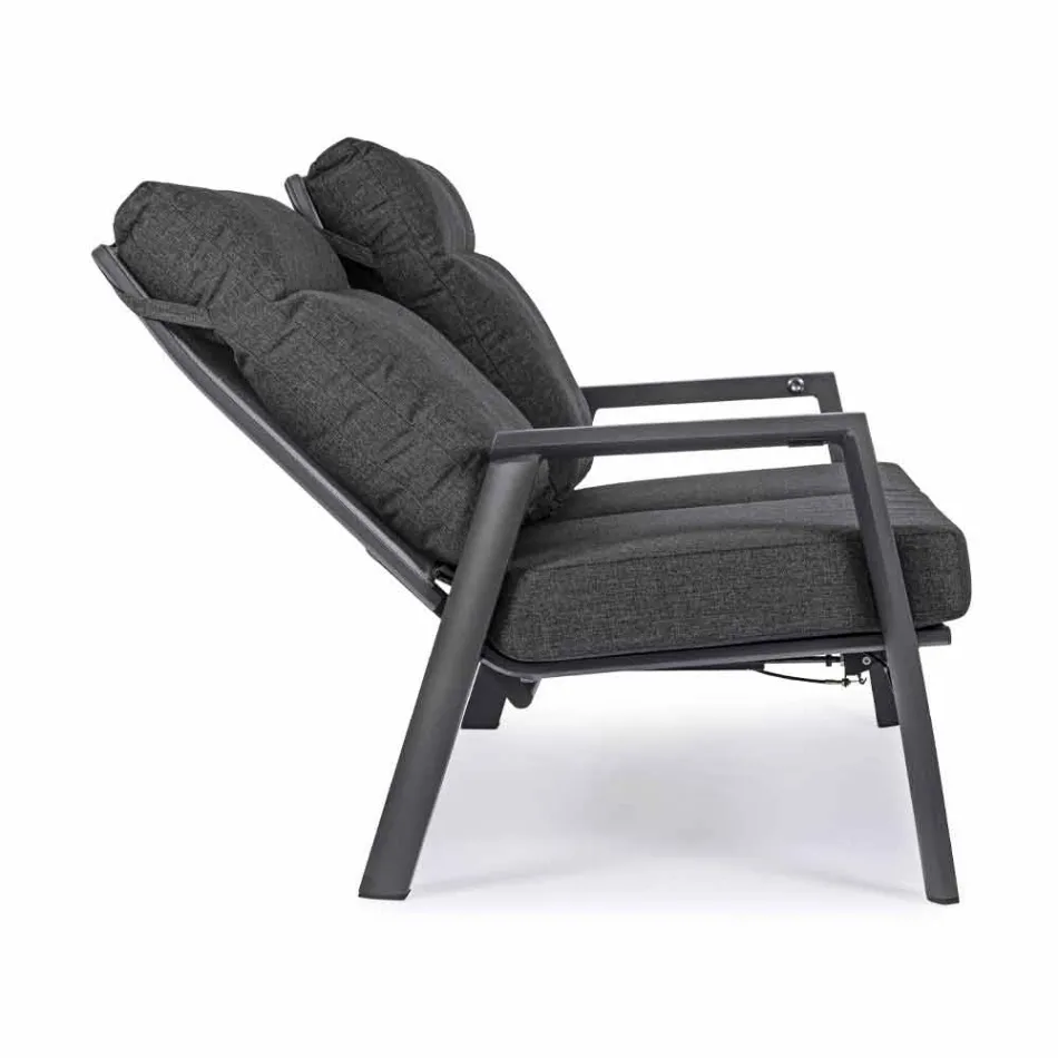 Outdoor Sofa in Fabric and Aluminum with Reclining Backrest - Nathy Viadurini