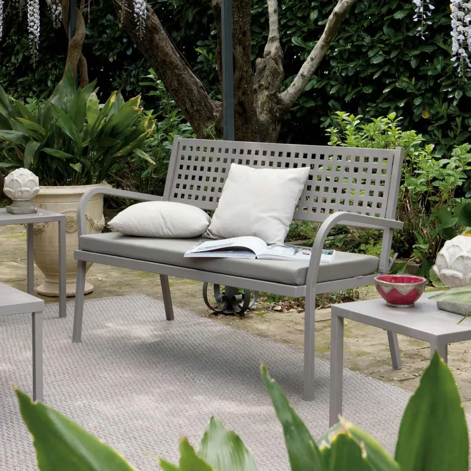 2 Seater Garden Sofa with Steel Structure Made in Italy - Nilda Viadurini