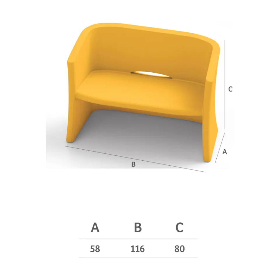 2 Seater Garden Sofa in Colored Polyethylene Made in Italy - Gomez Viadurini