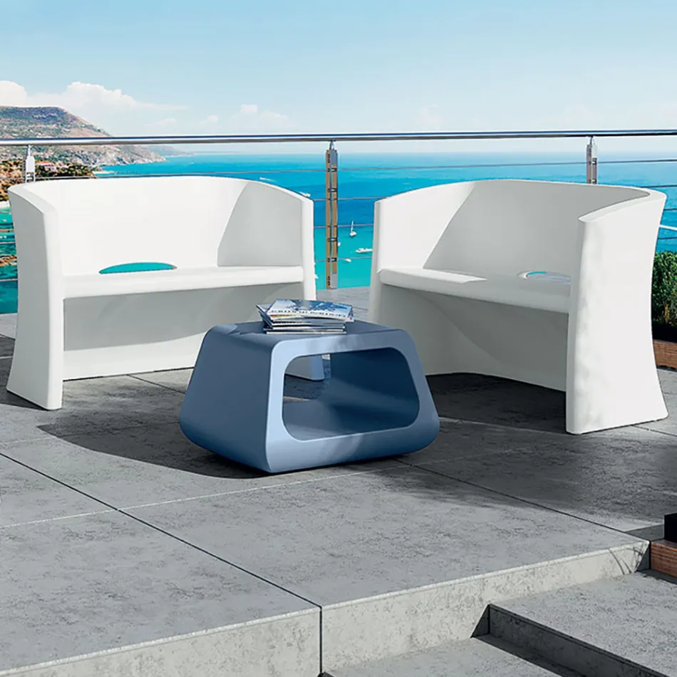 2 Seater Garden Sofa in Colored Polyethylene Made in Italy - Gomez Viadurini