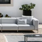 3 Seater Garden Sofa with Chaise Longue in Aluminum and Fabric - Filomena Viadurini