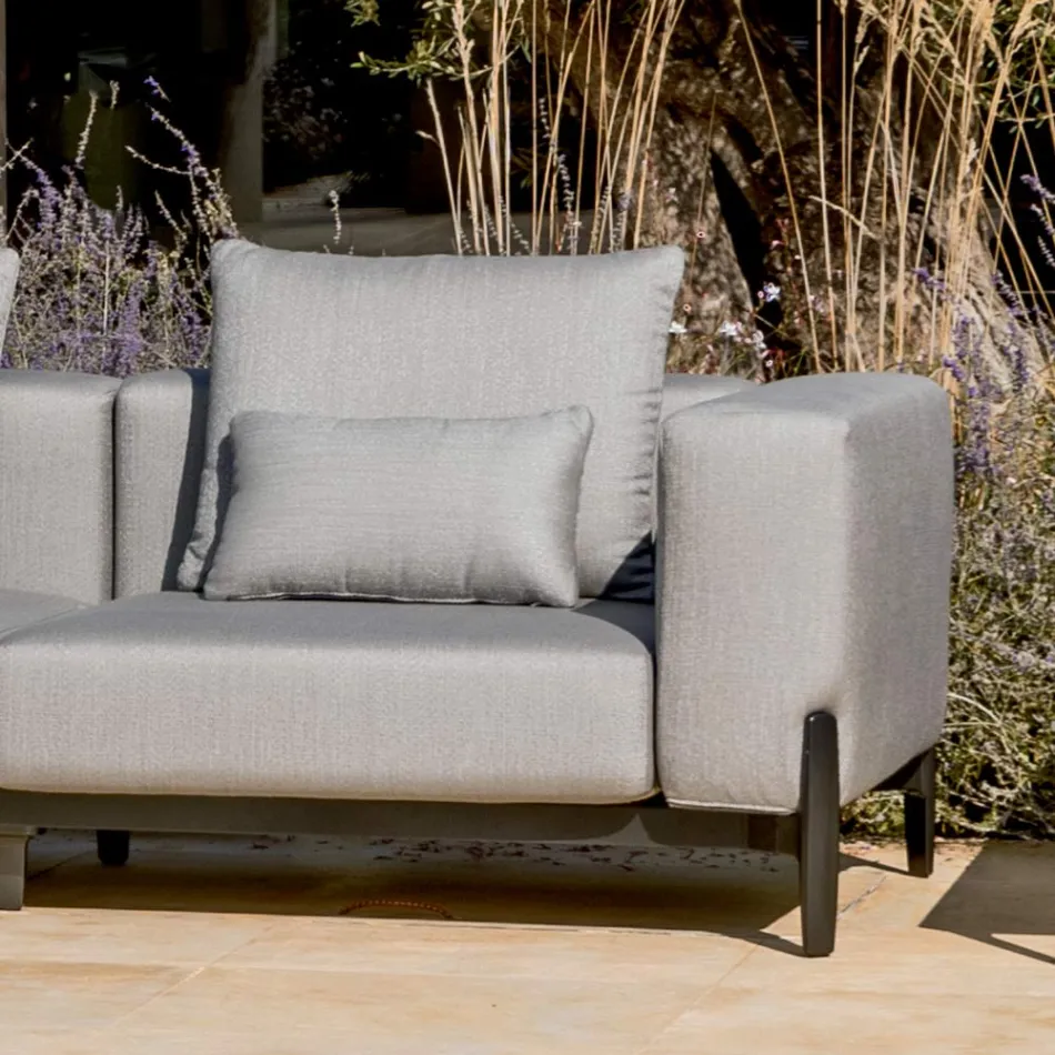 3 Seater Garden Sofa with Chaise Longue in Aluminum and Fabric - Filomena Viadurini
