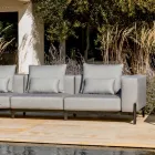 3-Seater Garden Sofa with Luxury Pouf in Aluminum and Fabric - Filomena Viadurini