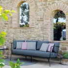 3 Seater Garden Sofa Cushions Included in Steel Made in Italy - Brienne Viadurini