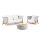 3 Seater Teak and Rope Weave Garden Sofa - Arjuna Viadurini