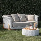 3 Seater Garden Sofa in Teak and Rope Weaving - Arjuna Viadurini