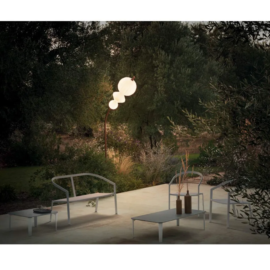 Garden Sofa with Aluminum Base and Textilene Seat Made in Italy - Maureen Viadurini