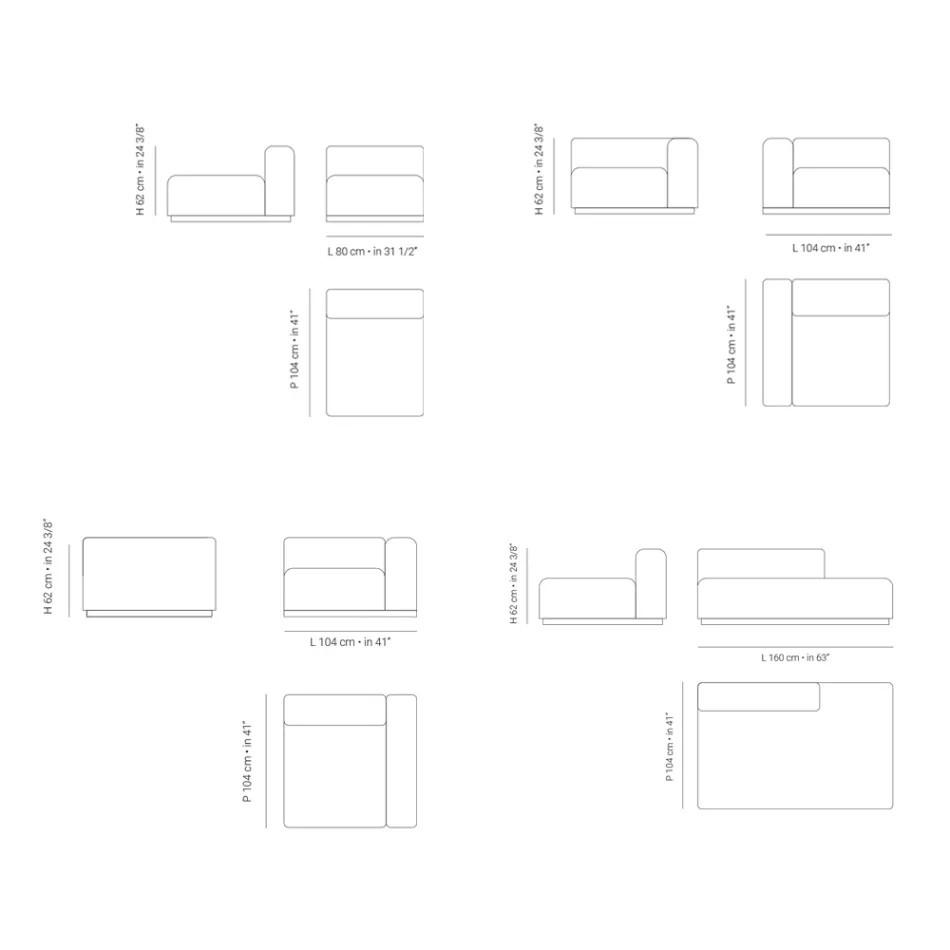 Modular Garden Sofa in Marine Plywood Made in Italy - Bahias Viadurini