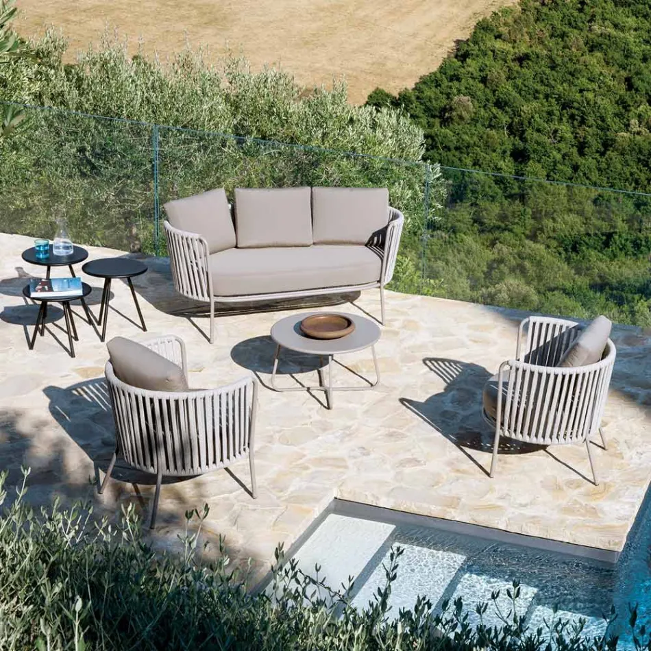 Stainless Steel Garden Sofa and Rope Backrest - Luxura Viadurini