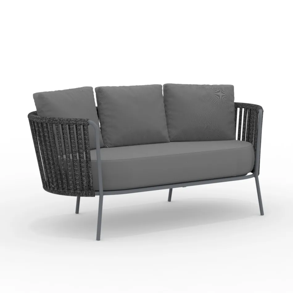 Stainless Steel Garden Sofa and Rope Backrest - Luxura Viadurini
