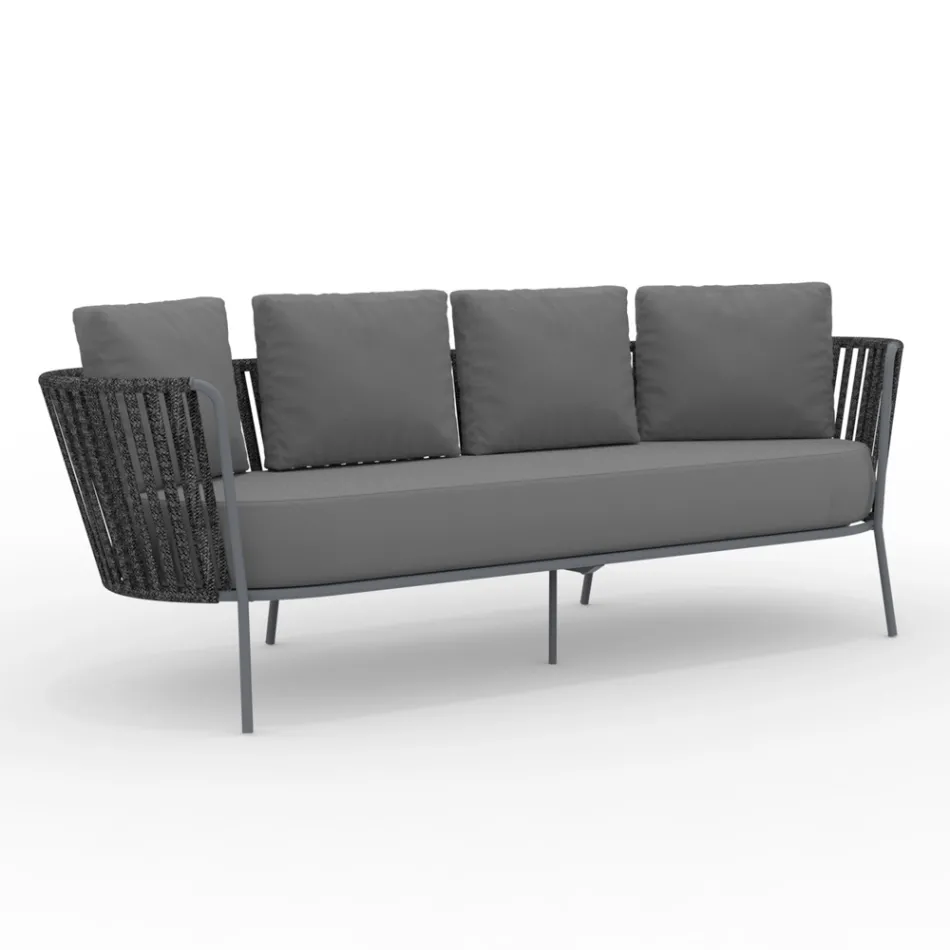 Stainless Steel Garden Sofa and Rope Backrest - Luxura Viadurini