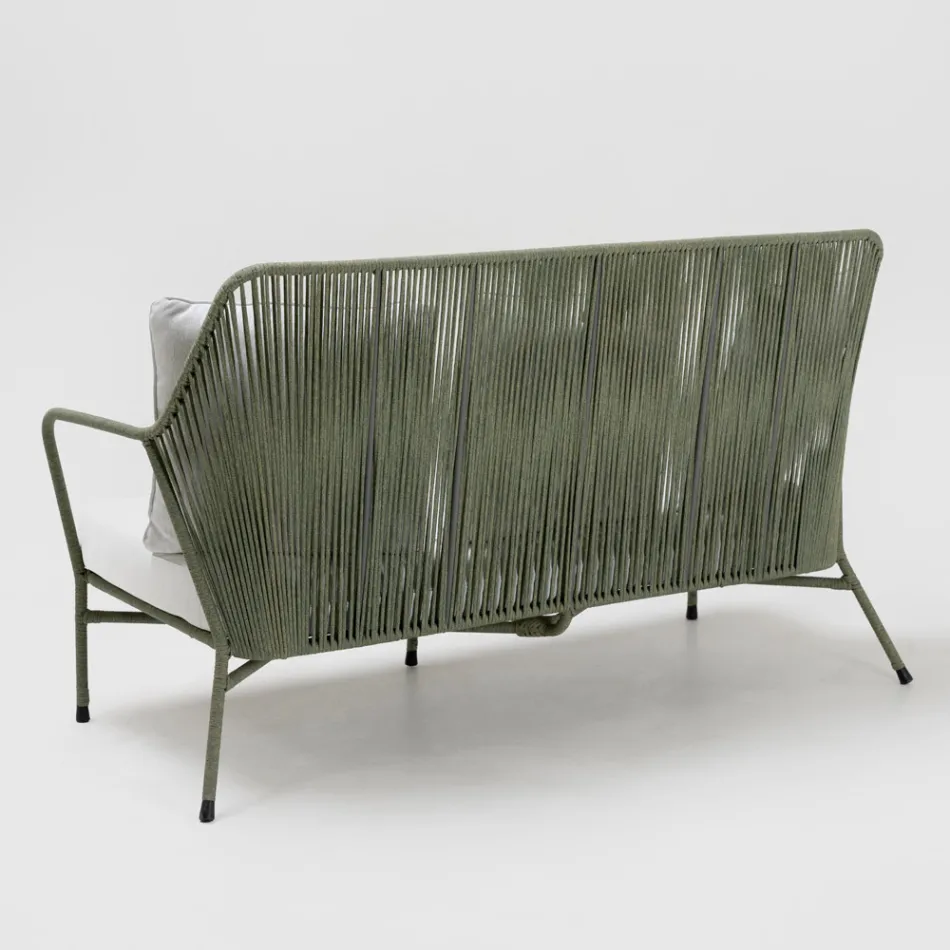 Garden Sofa in Aluminum and Rope Weaving - Asteria Viadurini
