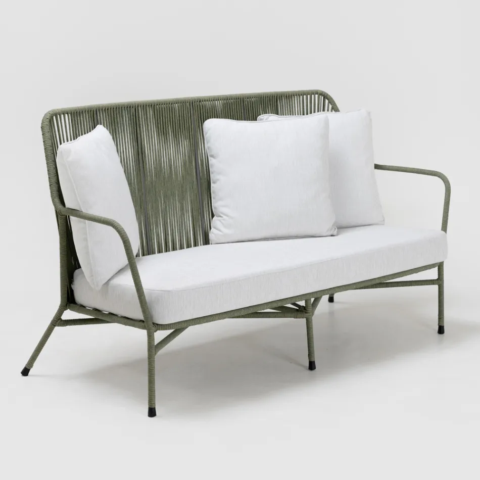 Garden Sofa in Aluminum and Rope Weaving - Asteria Viadurini